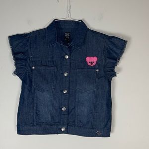 Deux par Deux denim short sleeve button down denim jacket 7/8